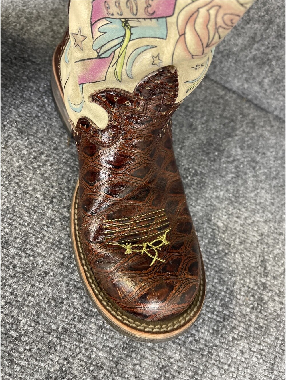 Ariat Ladies Rodeobaby Rocker Cowboy Boots Tattoo Themed Live Ride 7.5 - Picture 8 of 14